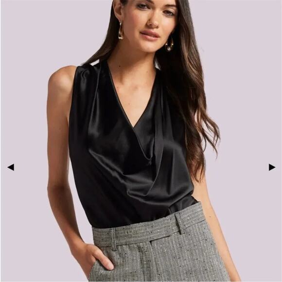 Vintage Tops - Vintage 80’s  Elegant Black Satin Drape Top